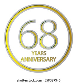 cool negative space gray and yellow circle 68 years anniversary design for family, shop, business, and various event