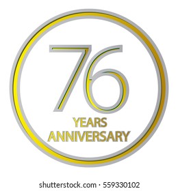 cool negative space gray and yellow circle 76 years anniversary design for family, shop, business, and various event