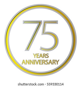 cool negative space gray and yellow circle 75 years anniversary design for family, shop, business, and various event