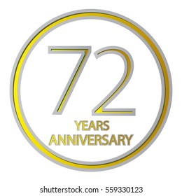 cool negative space gray and yellow circle 72 years anniversary design for family, shop, business, and various event