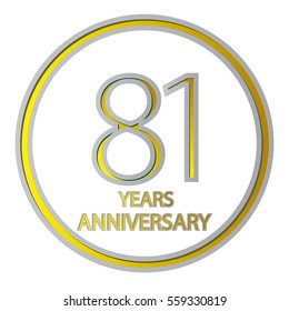 cool negative space gray and yellow circle 81 years anniversary design for family, shop, business, and various event