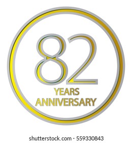 cool negative space gray and yellow circle 82 years anniversary design for family, shop, business, and various event