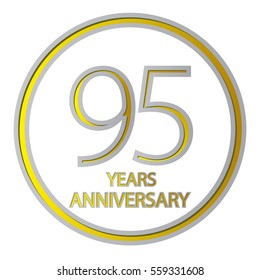 cool negative space gray and yellow circle 95 years anniversary design for family, shop, business, and various event