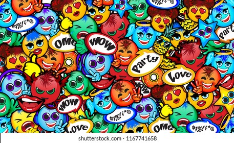 Cool New Emoji background Faces Vector Design Art Trendy Communication Chat Element, Set of Emoticons. Set of Emoji. Vector illustration.