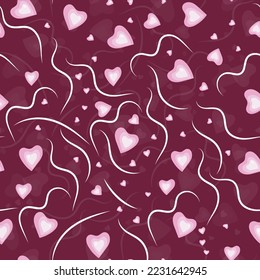 Cool new year background with hearts and ribbons