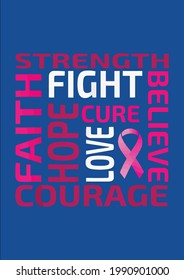 Cool Nice Breast Cancer Awareness Pink Ribon For Men Boy Kid Vector Illustration Graphic Design for Document and Print