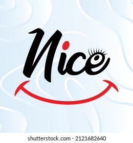 Cool "nice" text design with smile symbol illustration. vector