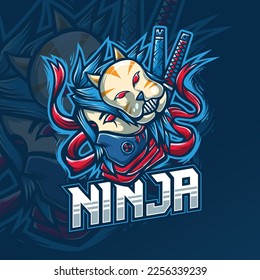genial ninja Anbu mascot logo para tu equipo de juegos!presente en JPG y archivo de vector editable!