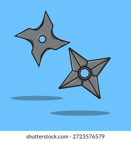 Icono fresco del Vector de la ilustración del shuriken del ninja para los productos y las pegatinas del tema del ninja de los niños