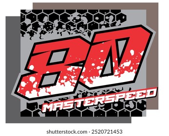 Cool number 80 vector, colorful design, text MASTERSPEED.