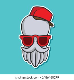 Cool Octopus Character Wearing Red Sunglasses Vector Illustration