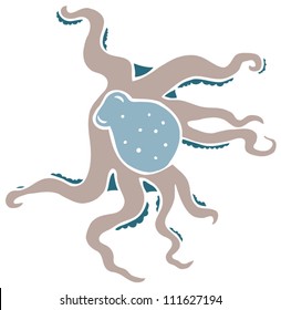 Cool Octopus on White Background