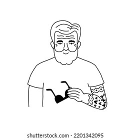19 Tattooed Bearded Man Drinking Coffee Stock Vectors, Images & Vector Art  | Shutterstock