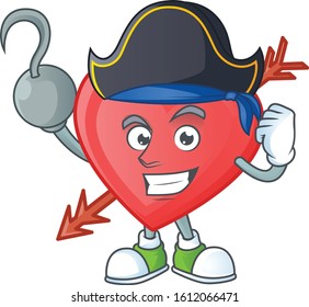 Cool one hand Pirate arrow love cartoon character wearing hat