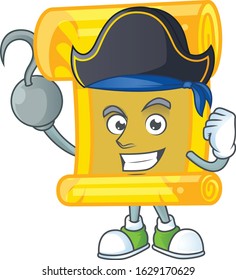Cool one hand Pirate chinese gold scroll cartoon character wearing hat