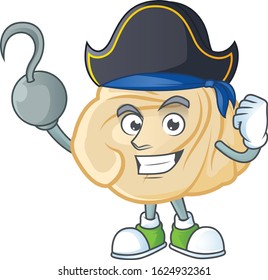 Cool one hand Pirate dumpling cartoon character wearing hat