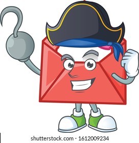 Cool one hand Pirate love letter cartoon character wearing hat