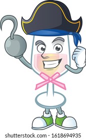 Cool one hand Pirate pink glass of wine cartoon character wearing hat