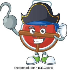 Cool one hand Pirate red potion cartoon character wearing hat