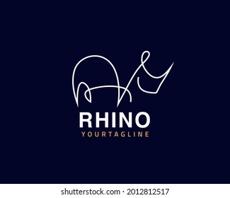 Cool one line Rhino logo design and unique animal concept, can be used as a sign, app Icon or symbol, multi-layer vector and easy to modify, size and color,  compatible with all illustrator versions