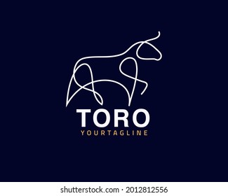 Cool One Line Toro OX Logo Design And Unique Animal Concept, Can Be Used As A Sign, App Icon Or Symbol, Multi-layer Vector And Easy To Modify, Size And Color,  Compatible With All Illustrator Versions