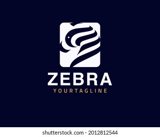 Cool one line Zebra logo design and unique animal concept, can be used as a sign, app Icon or symbol, multi-layer vector and easy to modify, size and color,  compatible with all illustrator versions