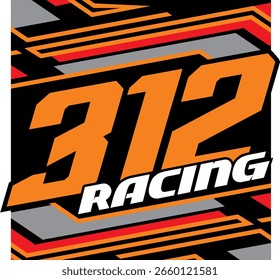 Vector naranja fresco del número 312, fondo abstracto colorido.