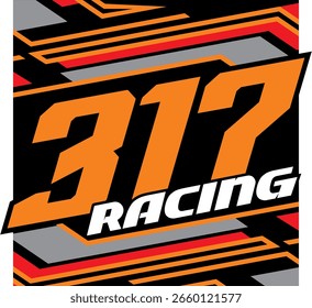 Vector naranja fresco del número 317 y texto de CARRERAS, fondo abstracto colorido.