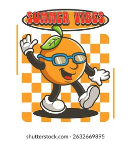 Cool Orange Cartoon with Sunglasses and Summer Vibes – Fun Fruit Mascot Vector Design