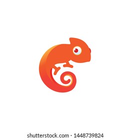 COOL ORANGE CHAMELEON DESIGN VECTOR LOGO.