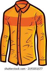 Cool Orange Long Sleeve Formal Shirt Cartoon Vector