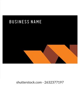 Cool orange ribbon shape vector, business card design.