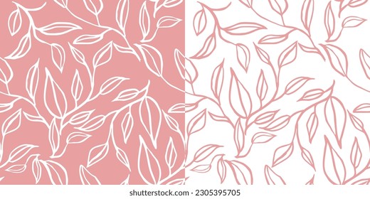 Cool original pattern of leaves on a pink background. Vector, ornament for wallpapers, invitations and wrapping paper.