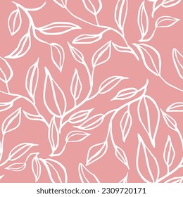 Cool original pattern of leaves on a pink background. Vector, ornament for wallpapers, invitations and wrapping paper.