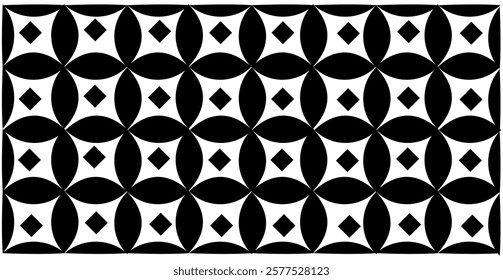 Cool ornamental arrangement vector, design pattern, basic black square shape, white background.