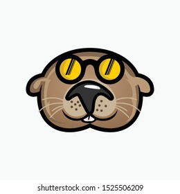 Cool Otter logo. Otter with sunglasses. Modern vector illustration. Funny mascot. Vector