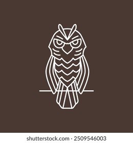 cool owl mysterious bird line hipster logo design vector
