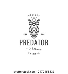 cool owl nature predator wildlife hipster logo design vector