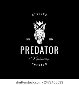 cool owl nature predator wildlife hipster logo design vector