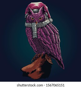 cool owl santa design illustration