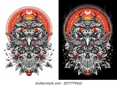 
COOL OWL SKULL ARTWORK VECTOR
