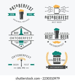 Cool pack of oktoberfest beer labels with vintage style