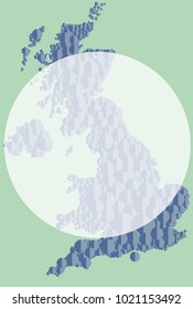 Cool page template with a silhouette of the UK made of circles 