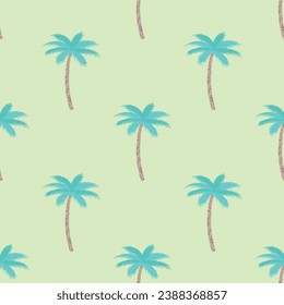 Cool Palm Tree pattern in light neon green background . Summer fashion print. Seamless vector