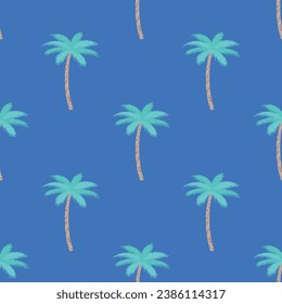 Cool Palm Tree pattern in web blue . Summer fashion print. Seamless vector