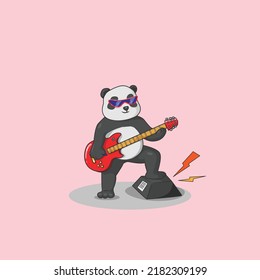 Cool Panda Playing Guitar Wear Glasses