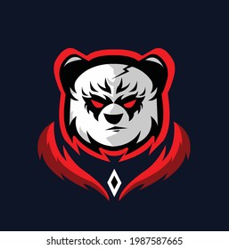Cool panda Vector art. Panda design. Colorful background.