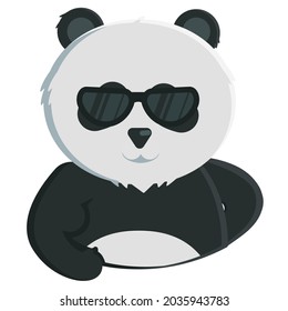 Cool panda. Vector illustration of a panda. Flat cartoon style suitable for web landing page, banner, flyer, sticker, postcard. Vector illustration.