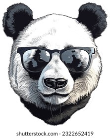 Cool panda usar el vector de ilustración de vidrio solar