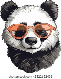 Cool panda usar el vector de ilustración de vidrio solar